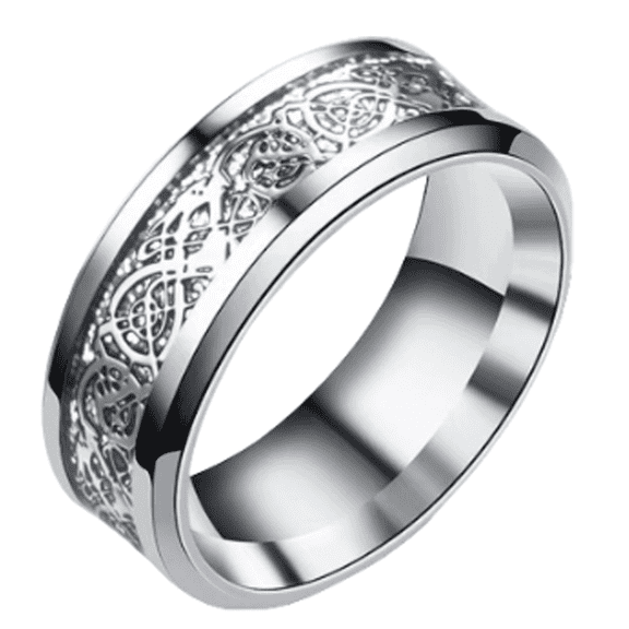 DESIGNICE 2026 New Mens Rings Sleek Silver Base Stainless Steel Rings Unique Dragon Engraved Tungsten Rings for Women Versatile Stainless Steel Rings for Men for Daily Party Casual 9