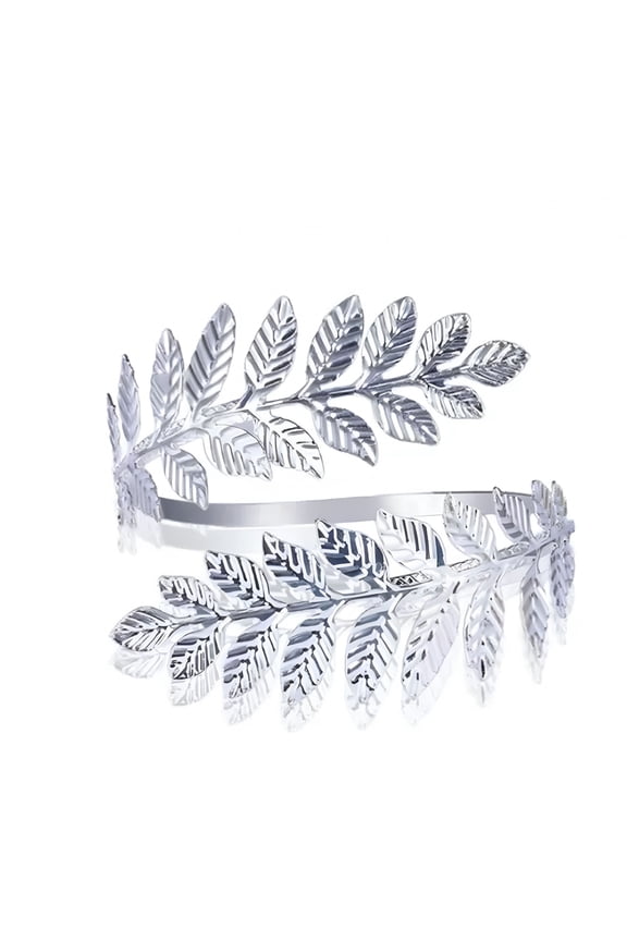 2026 New Metal Greek Roman Laurel Leaf Bracelet Armband Upper Arm Cuff Armlet Arm Bracelet Upper Arm - Silver