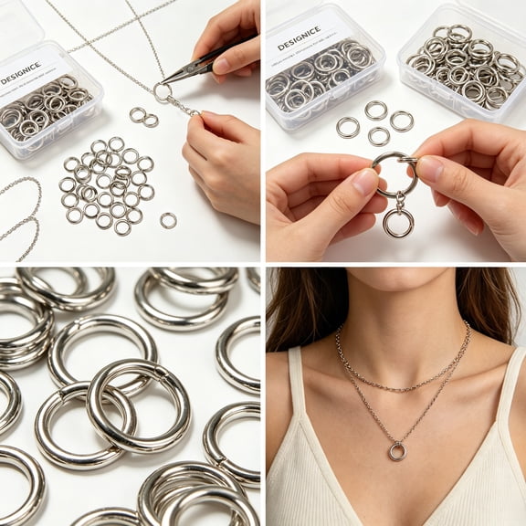 DESIGNICE 2026 New Metal Split Rings 100 Pack-6 Sizes(8Mm),For Keychains,Jewellery Making,Crafting,Diy Projects,Accessory Design