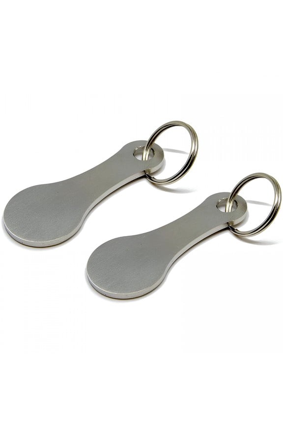 2026 New Mini Aluminum Alloy Key Ring Shopping Trolley Tokens - Small Quarter Holder Keychain for Grocery Shopping Cart for Shopping, Grocery, Market, 2 Pcs Silvery