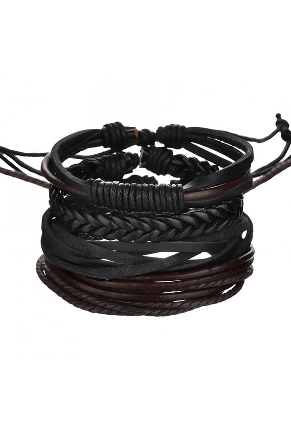 2026 New Multilayer Cowhide Leather Woven Handmade Charm Jewelry 1 Bracelet Set, for Casual, Party, Gift, 8.07 Inch