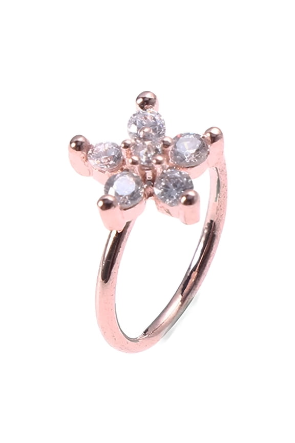 2026 New Nose Rings with Chain Flower Nose Ring Golden 1Pcs Anti Allergy Body Piercing Jewelry Nose Piercing Jewelry
