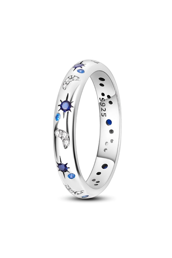 2026 New Original Sparkling Starry Night 925 Sterling Silver Finger Ring Blue Aaa for Women Jewelry Birthday Gift, for Special Occasions, Anniversaries, Evening Wear, Gift-Giving