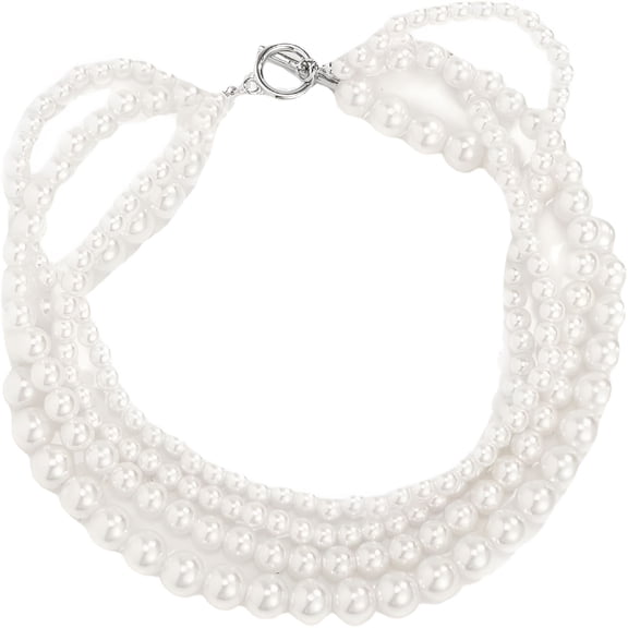 DESIGNICE 2026 New Pearl Choker Necklace for Women Multilayer Pearl Prom Choker Necklaces 20S Flapper Necklace for Party - for Prom,Party,Wedding,Festival,Photo,Stage White 4 Rows