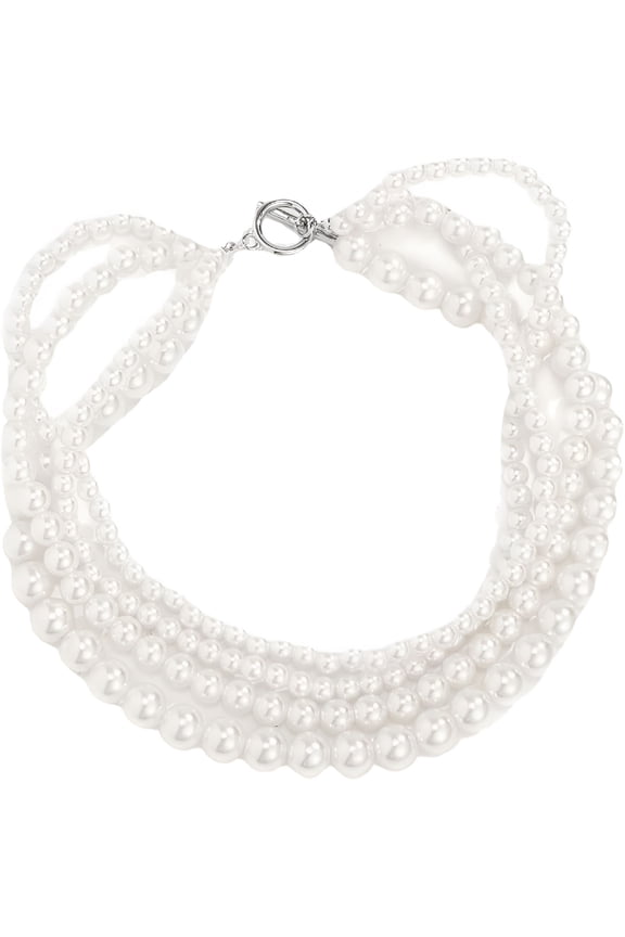 2026 New Pearl Choker Necklace for Women Multilayer Pearl Prom Choker Necklaces 20S Flapper Necklace for Party - for Prom,Party,Wedding,Festival,Photo,Stage White 4 Rows