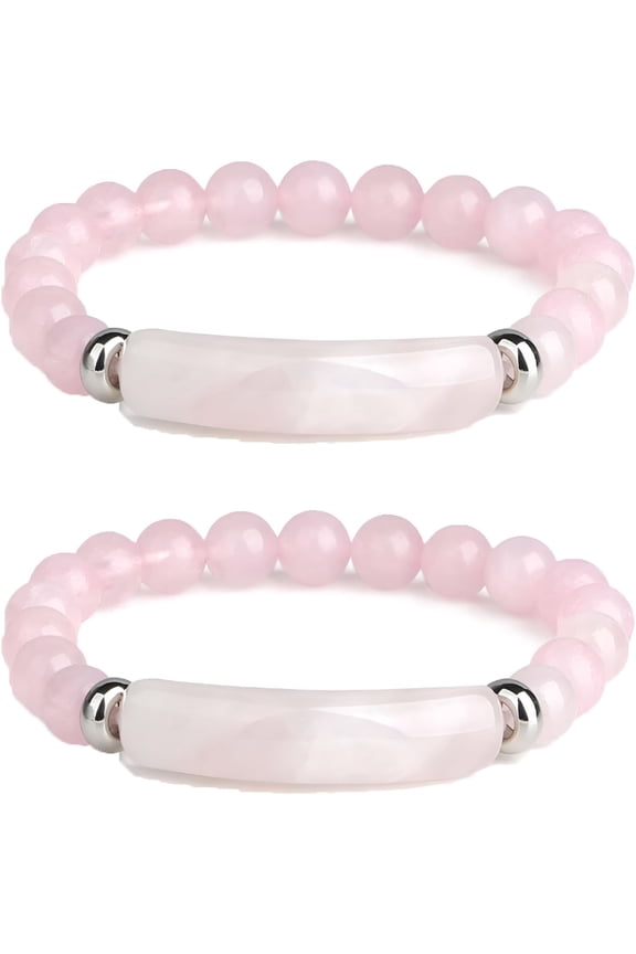2026 New Pheromone Bracelet for Women,Handmade 8Mm Healing Crystal Beads Stretch Bracelet Pink Love Rose Quartz Bracelet Good Luck Energy Chakra Stone Beaded Bangle Jewelry Gifts Pink-2Pcs