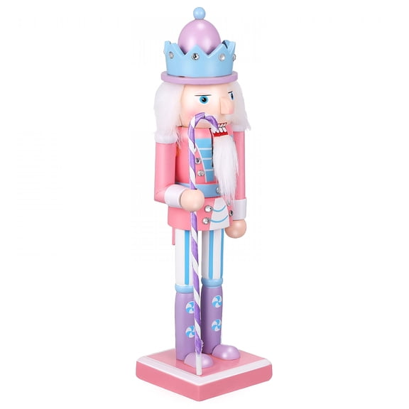 DESIGNICE 2026 New Pink 25.5Cm Xmas Candy Christmas Tree Decorations Wooden Desktop Nutcracker Puppet Figure Figurine Ornament Nut Crackers Christmas Decorations for Table,Shelf,Office,Home