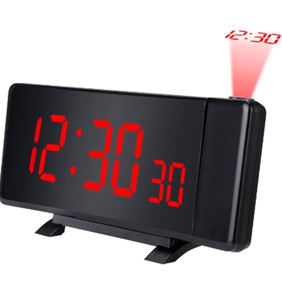 DESIGNICE 2026 New Projection Alarm Clock Curved Display Digital Clock with Adjustable Projection Multi Function Alarm Clock with 90 Rotating Projection for Bedroom Home Use Office Travel.