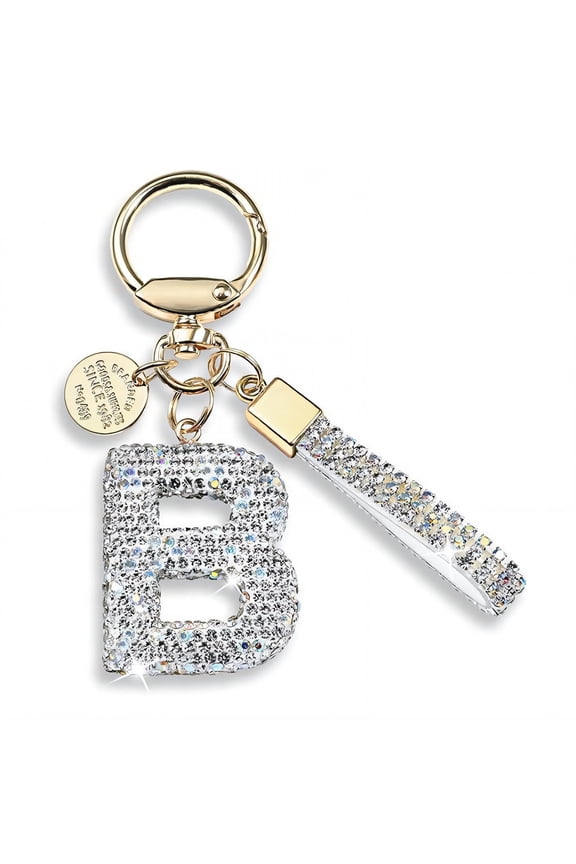 2026 New Purse Charms Letter Motif Keychain Charms Gem Inlay Work Purse Charms for Wallet Backpack Purse B