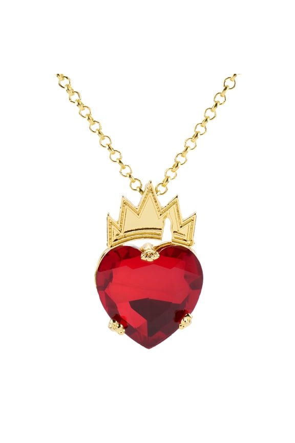 2026 New Red Heart Golden Crown Necklace Descendants Queen of Hearts Ruby Birthstones Costume Fan Jewelry Valentine'S Day Sweetheart (Red)