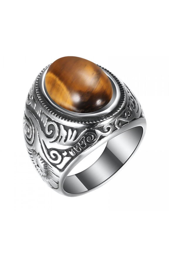 2026 New Retro Jewelry Turquoise Stone Rings for Men Titanium Steel Inlaid Three Colors Ring for Party,Wedding,Daily Use Men Domineering Opal Ring Stainless Steel Rings
