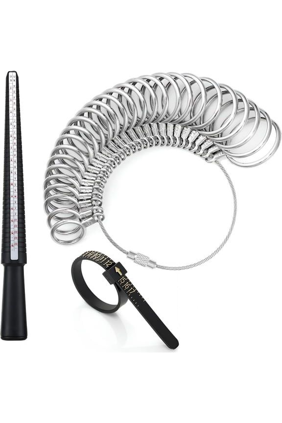 2026 New Ring Sizer Measuring Tool Kit,Plastic Ring Mandrel,Reusable Finger Size Tape 1-17 Usa Rings Size,27 Pcs Stainless Steel Measuring Ring Tool,Us Ring Size 0-13 with Half Size