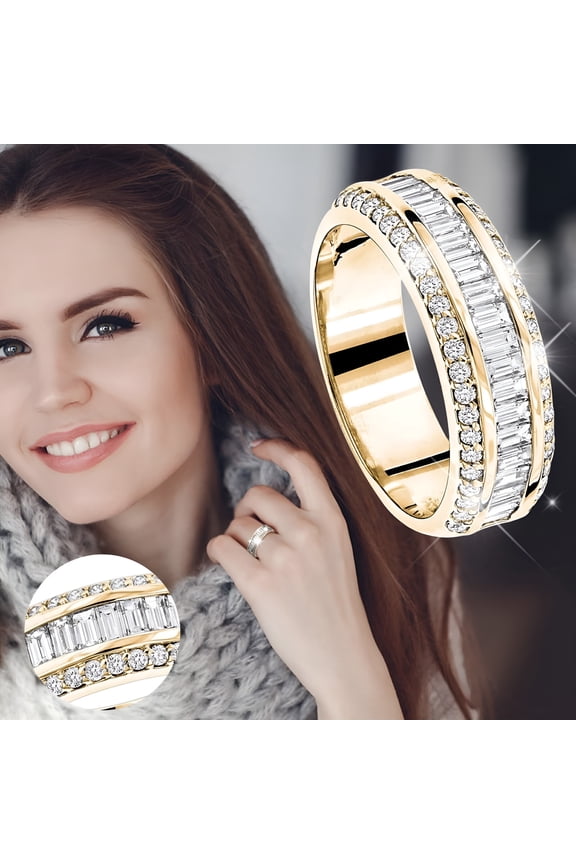 2026 New Rings Gold Triple Rhinestone Rings Women Full Diamond Zircon Ring for Party,Wedding,Daily,Gift Ladies Jewelry Diamond Rings for Women Size 5 11 Jewelry and Watches Gold 6