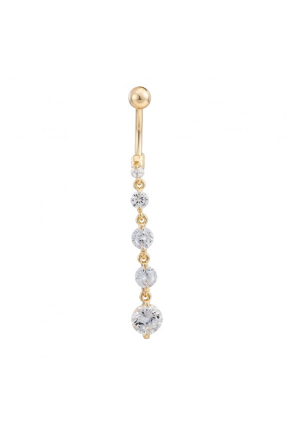 2026 New Round Zircon Dangle Navel Belly Button Rings Stainless Steel Pendant Umbilical Nail Studs Body Piercing Jewelry for Party Beach Festival Night Out