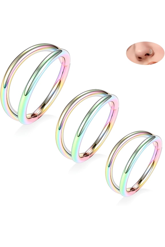 2026 New Seamless Nose Hoop Rings 316L Surgical Steel Double Cartilage Helix Conch Piercing Jewelry Ear Hoop Earrings Septum Jewelry Septum Clicker Ring Daith Rook Tragus Lip Jewelry