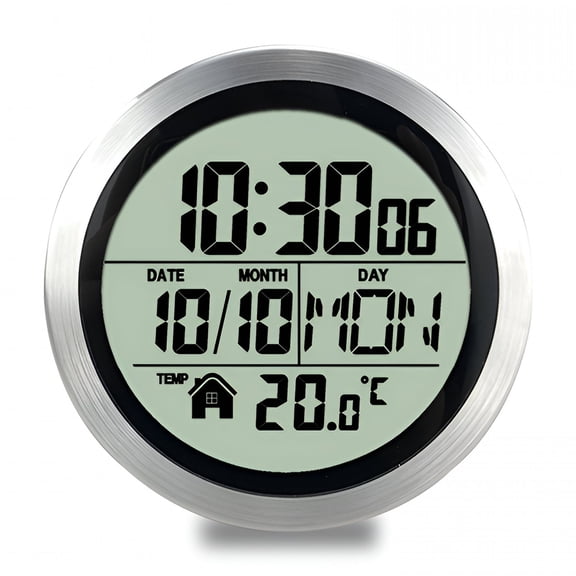 DESIGNICE 2026 New Shower Clock 5.7Inch, Waterproof Round Digital Shower Timer Clock Wall Clock Bathroom Clock, Screen Display Calendar Month and Date