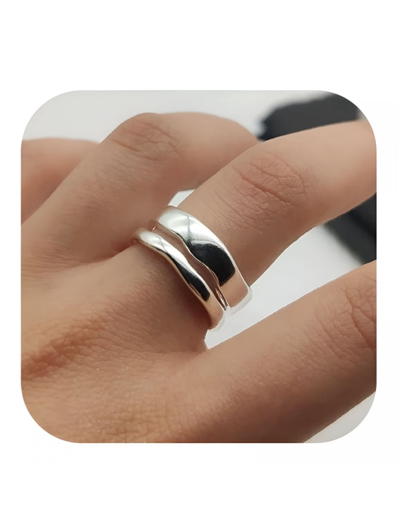 2026 New Silver Double Layer Chunky Stackable Thick Adjustable Ring-Thumb Ring for Everyday Wear, Fashion Accessories, Casual Outfits, Personal Style, Layering Rings, Statement Pieces