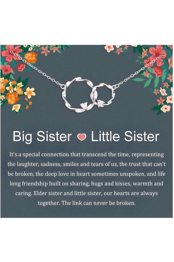 2026 New Silver Interlocking Double-Circle Necklace Sister Birthday Gift for Sisters to Enjoy at Christmas Present for Sister, for Birthdays, Christmas, Special Occasions, Everyday Wear