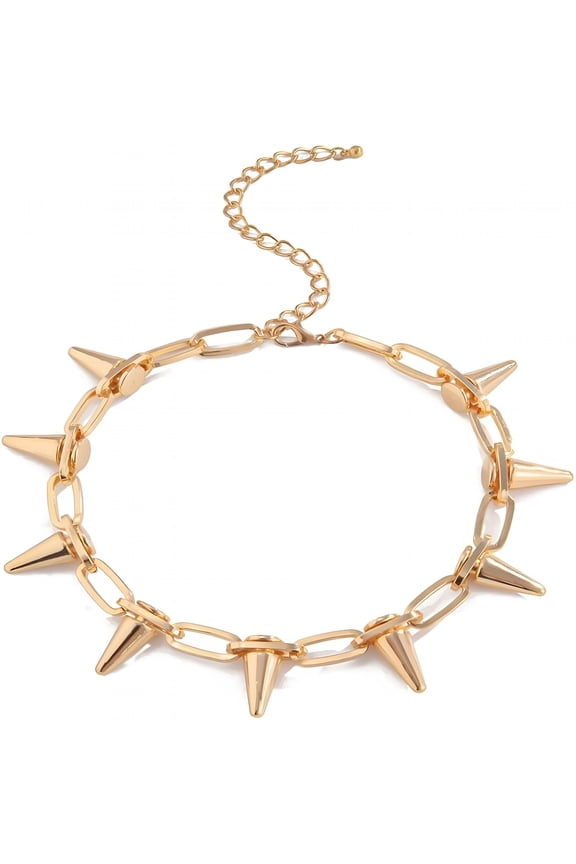 2026 New Spike Choker Necklace for Women Gothic Spiked Choker Gold Silver Black Bullet Necklace Punk Collar Jewelry