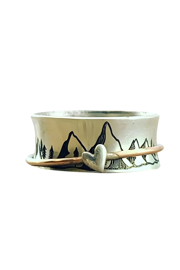 2026 New Spinner Fidget Ring, Personalized Antique Alloy Anti-Anxiety Rings for Women Men Fidget Spinning Stacking Ring, Inspiration Ring Mountains Jewelry