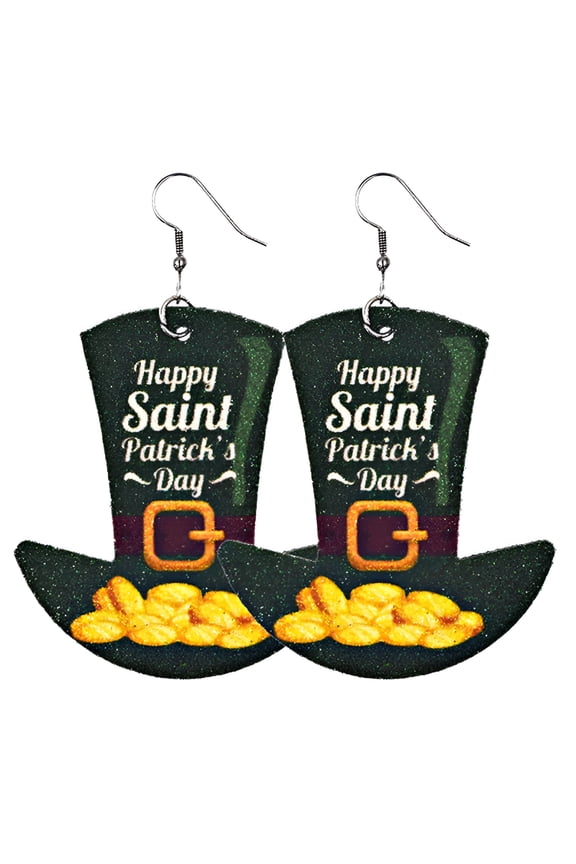 2026 New St Patrick'S Day Earrings for Women Fashion Green Drop Shape Printing Earrings Ear Studs,Green Earrings for Women