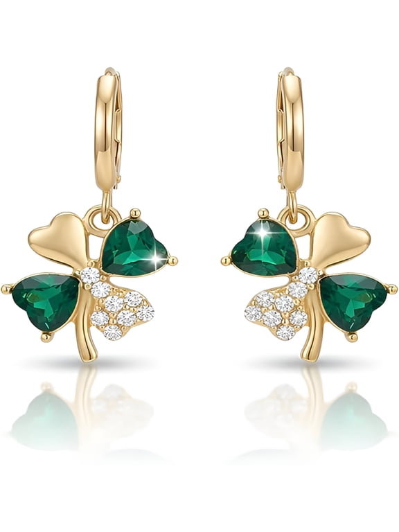 2026 New St Patricks Day Earrings for Women Irish Holiday Shamrock Clover Green Heart Hoop Earrings St. Patrick'S Day Accessories Lucky Four Leaf Dangle Earring Decorations Good Luck Gift