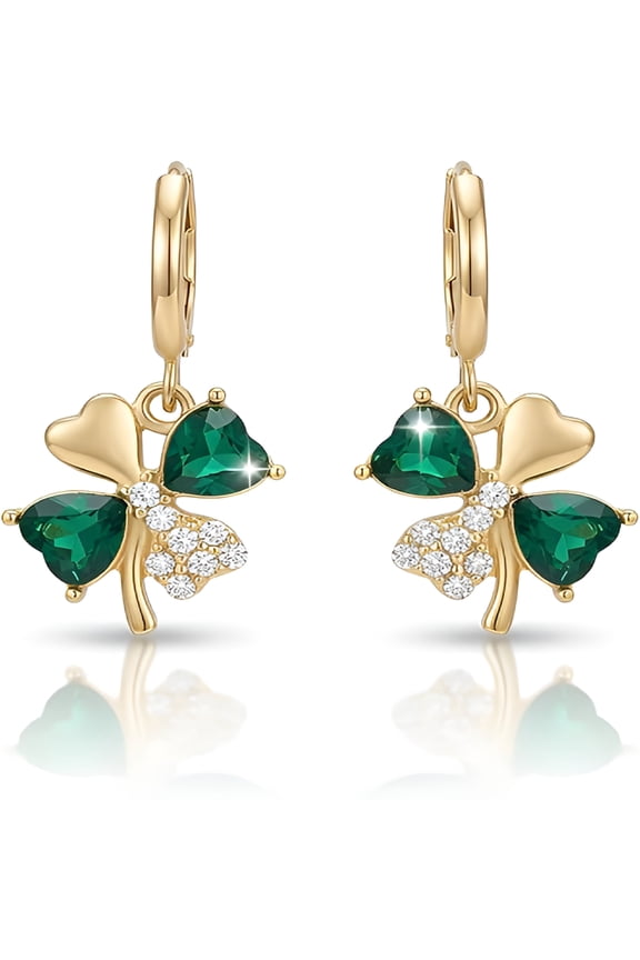 2026 New St Patricks Day Earrings for Women Irish Holiday Shamrock Clover Green Heart Hoop Earrings St. Patrick'S Day Accessories Lucky Four Leaf Dangle Earring Decorations Good Luck Gift