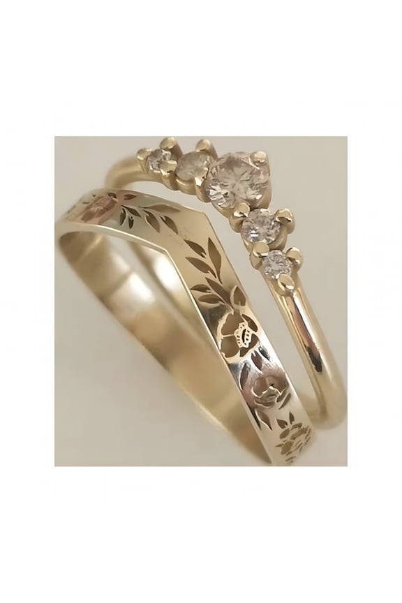 2026 New Stackable Gold Rings for Women Set Dainty Trendy Gold Plated Non Tarnish Statement V-Shaped Flower Ring Stacking Cubic Zirconia Fashion Ring Jewelry for Daily Wear, Party