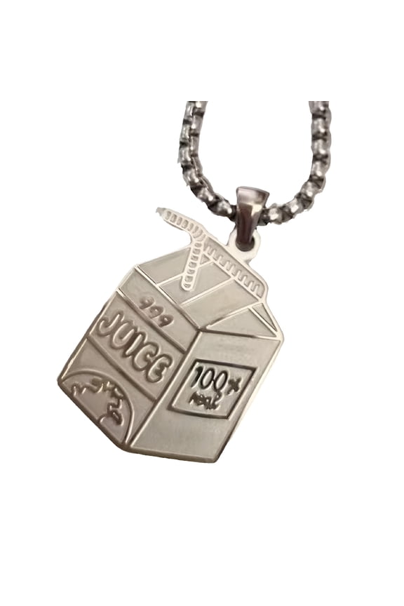 2026 New Stainless Steel Juice Box Pendant Necklace, Personality Hip Hop Neckchain Jewelry, Personalized Necklace