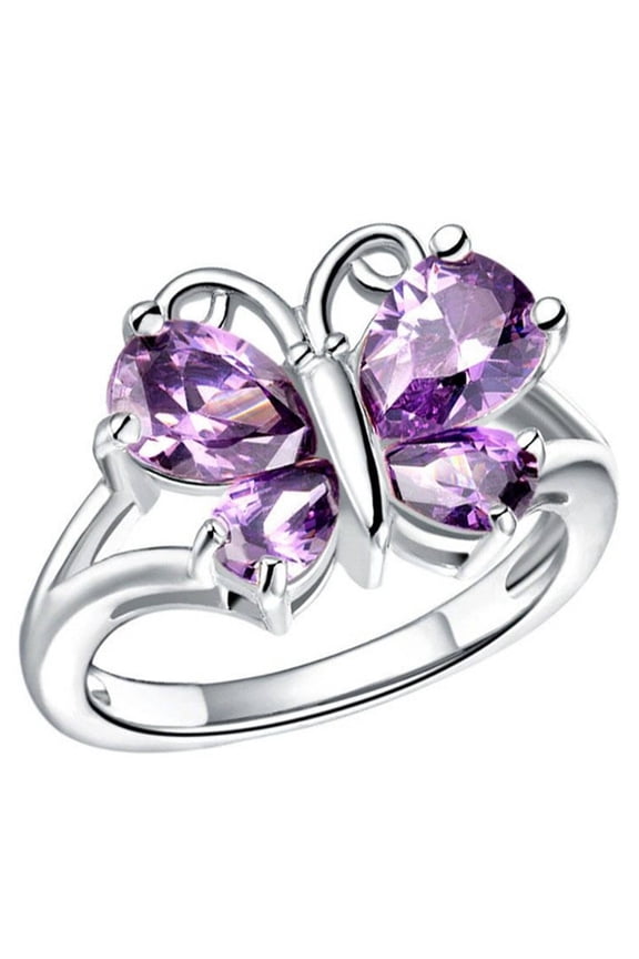 2026 New Sterling Silver Rings Shiny and Glamorous Jewelry Rings Timeless Beauty Rings for Women for Party Work Daily Purple Combination2