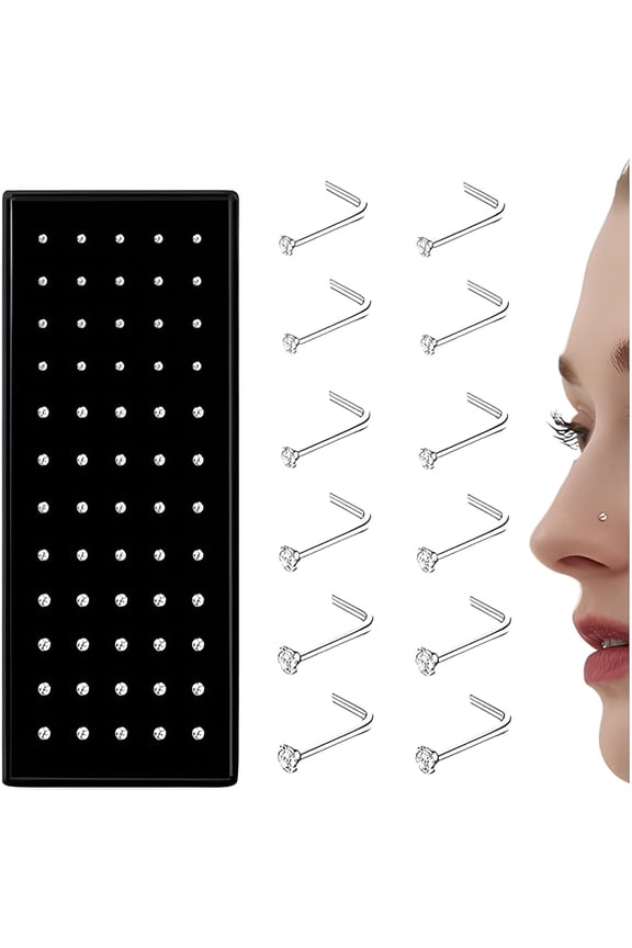 2026 New Straight L Shaped Stainless Steel Nose Studs Rings Piercing Pin Body Jewelry 20G-22G 1.5Mm 2Mm 2.5Mm Nose Rings L Shaped for Daily Wear, Party, Date, Travel, Body Piercing
