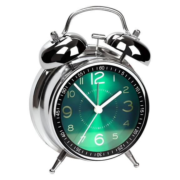 DESIGNICE 2026 New Super Loud Alarm Clock for Heavy Sleepers Adults,Twin Bell Retro 4" Silent Non-Ticking Quartz with Backlight,Metal Dial,Alarm Clocks for Bedrooms Bedside (Green)