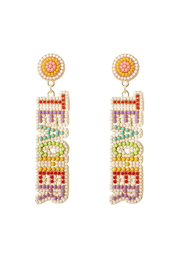 2026 New Teacher Earrings Beaded Dangle Earrings Back to School Gifts for Teacher Appreciation for School, Office, Casual, Party, Gift