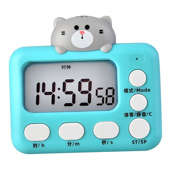 DESIGNICE 2026 New Timer for Study Digital Alarm Clock Cartoon Kitten Electronic for Bedroom, Study, Office, Classroom