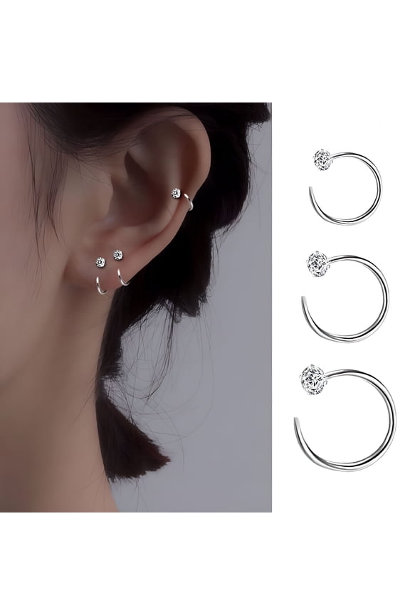 2026 New Tiny Open Huggie Hoop Earrings for Women,Sterling Silver Cz Crystal Hoop Earrings 8Mm for Daily Wear,Casual Outfits,Special Occasions,Gift for Her,Elegant Accessories.