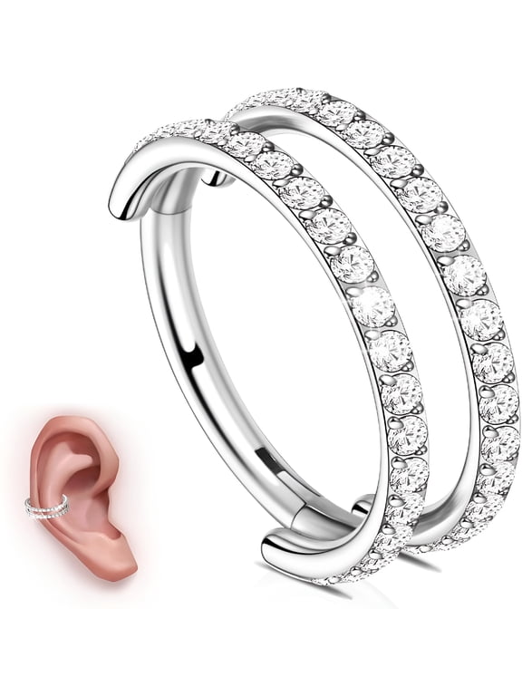 2026 New Titanium Cartilage Earring Hoop: 16G 8Mm 10Mm 12Mm Conch Helix Piercing Jewelry Double Nose Rings Hoops Septum Rings Hypoallergenic Hinged Segment Clicker Lip Rings Earrings
