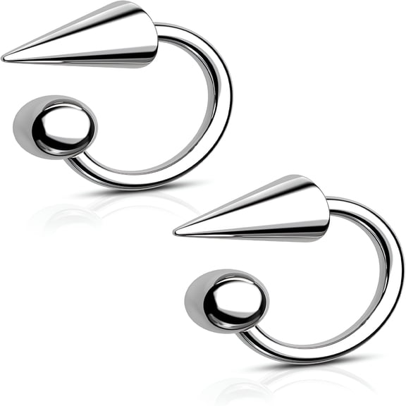 DESIGNICE 2026 New Titanium Lip Rings Surgical Steel Snake Bite Lip Jewelry 16G Spike Labret Rings 8Mm 10Mm 12Mm Horseshoe Conch Hoop Earrings 16 Gauge Conch Piercing Jewelry 8Mm-2Pcs