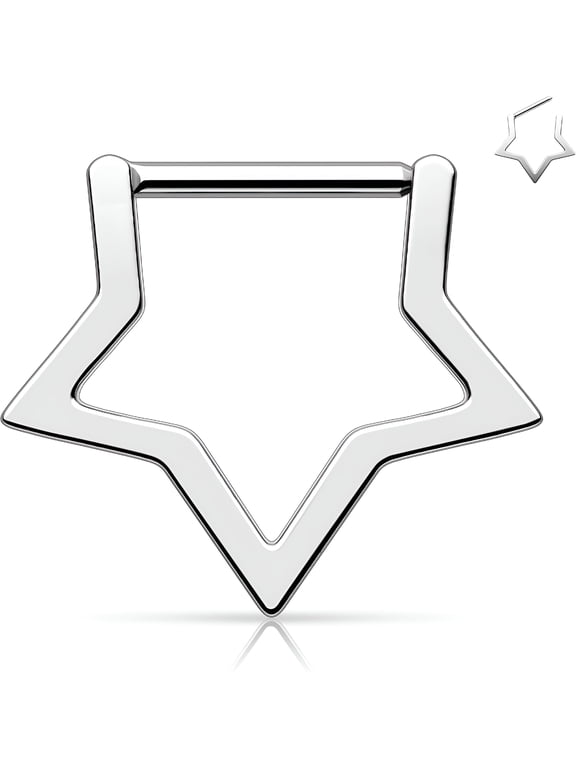 2026 New Titanium Star Septum Ring 16G, 8Mm Solid Titanium Daith Piercing Jewelry, Clicker Conch Helix Earring for Women