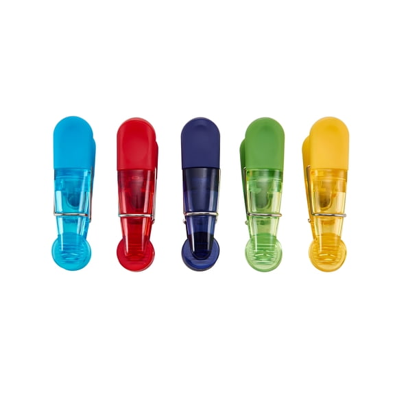 DESIGNICE 2026 New Translucent Plastic Kitchen 0.23Lb Clips,5 Count Multi-Color Food Clips for Bags Clips for Chips and Other Food Bags for Sealing Food Bags, Snacks, Chips, Bread, Kitchen Storage