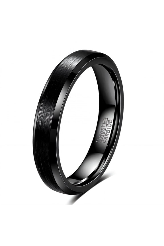 2026 New Tungsten Rings for Men Round Shape Black Ring Corrosion Resistant Mens Tungsten Wedding Bands for Wedding Engagement Anniversary Black