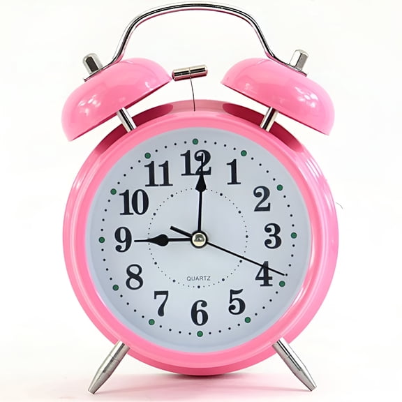 DESIGNICE 2026 New Twin Bell Analog Alarm Clock,Pink Brushed Metal Vintage Loud Clocks Bedside Desk Retro Clocks for Bedroom, Bedside, Desk, Vintage Decor, Timekeeping, Alarm Sound