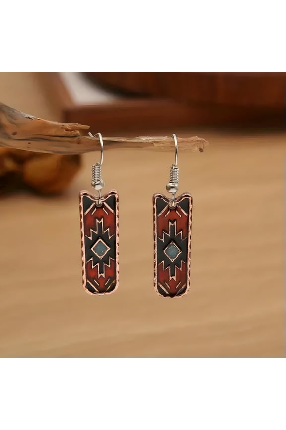 2026 New Vintage Bohemian Western Style Pattern Drop Dangle Earrings Women Jewelry Gifts for Festivals, Beach Parties, Casual Outings, Boho-Themed Events