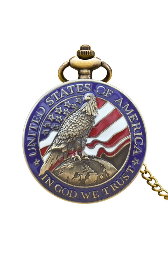 2026 New Vintage Pocket Watches for Men, Patriotic Pocket Watch for Dad with Chain, Timeless Pendant Necklace for Stylish Wear for Casual,Work,Party,Gift,Travel Parrot