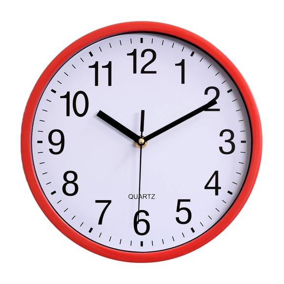 DESIGNICE 2026 New Wall Clock,Lightweight and Waterproof Design Large Wall Clock,Precise Quartz Movement Kitchen Clock,10",Red for Kitchen,Office,Living Room,Home,Study
