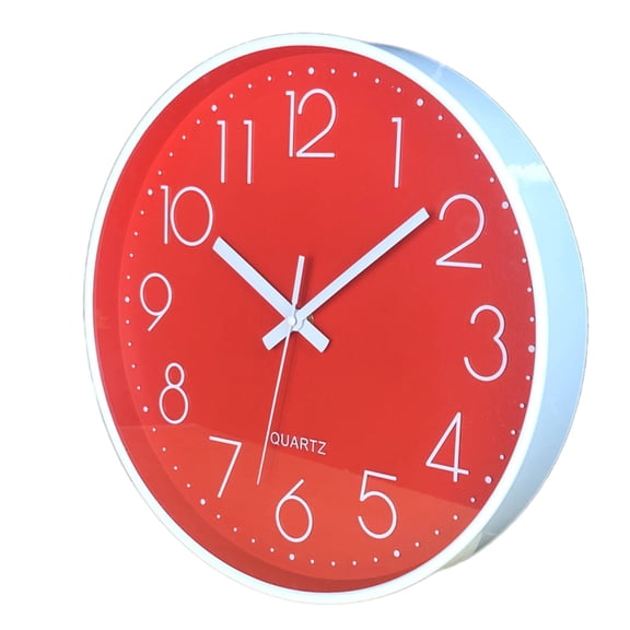 DESIGNICE 2026 New Wall Clock Silent Sweep Large Wall Clock Premium Hands Upgrade Mechanism Bathroom Clock for Bathroom Bedroom Kitchen Office Red 10"