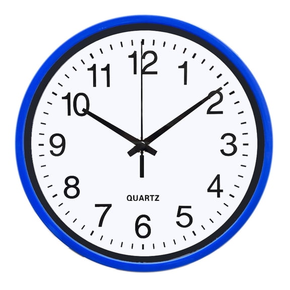 DESIGNICE 8 Inch Silent Wall Clock, Eco-Friendly Wide Metal Frame, Blue Ticking-Free Bathroom Timepiece for Home and Office