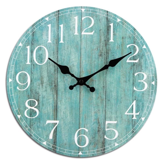 DESIGNICE 2026 New Wall Clock Wooden Country Design Wall Clocks Battery Operated Large Bold Numbers Small Wall Clock 10" Style7 for Living Rooms Kitchens Bedrooms Office Decor Rustic Home Accents.