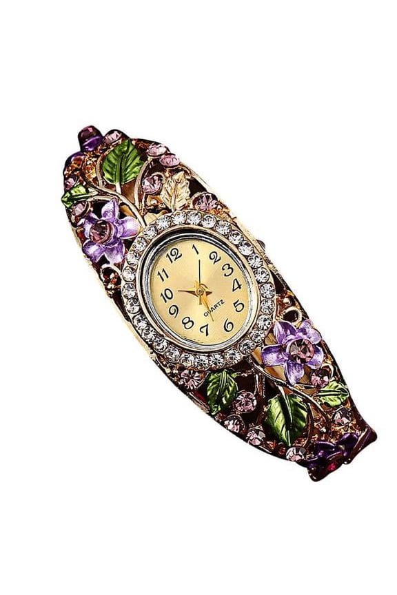 2026 New Watch for Men Women Bangle Crystal Flower Bracelet Quartz Watch Wristwatch for Daily Wear, Casual Outings, Parties, Special Occasions, Fashion Accessories.