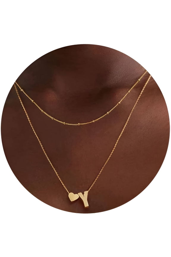 2026 New Waterproof Necklace for Women Gold,Trendy Elements Small Necklace,Modern Design Multiple Initial Necklaces for Women,Gold,Styley