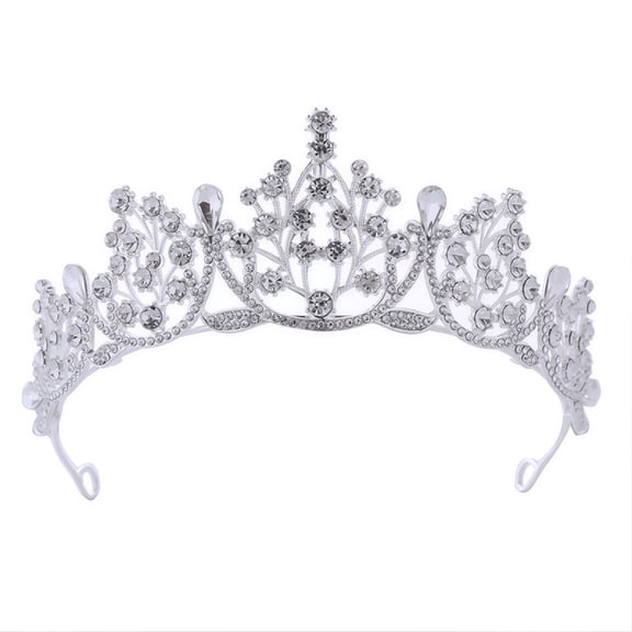 DESIGNICE 2026 New Wedding Party Crown Thick Silver & White Diamond Tiara